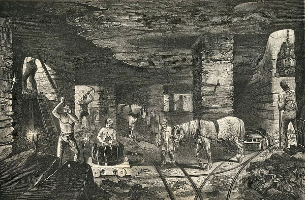 Bradley Coal Mine, Near Bilston, England In The 19Th Century. Getting Out The Ten Yard Coal In The Staffordshire Collieries. From Cyclopaedia Of Useful Arts And Manufactures By Charles Tomlinson