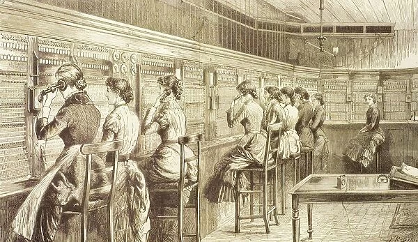 The British Telephone Exchange In London, 1883. From The Graphic September 1, 1883