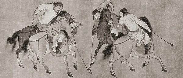 Chinese Men Playing Game Polo 15th Century China
