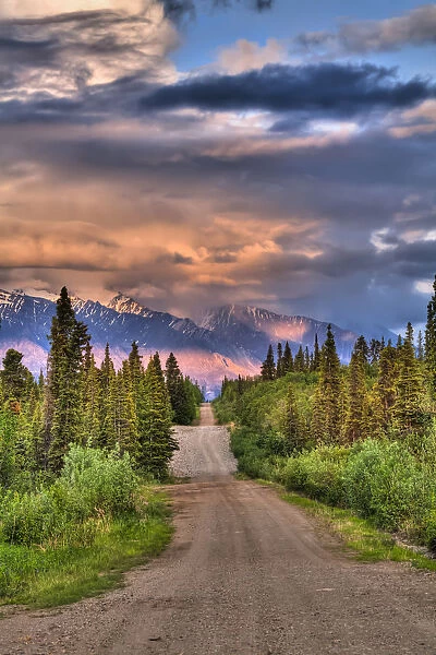 Colorful Clouds At Sunset Over The Wrangell Mountains And Nabesna Road In Wrangell-St. Elias National Park And Preserve, Southcentral Alaska, Summer, Hdr