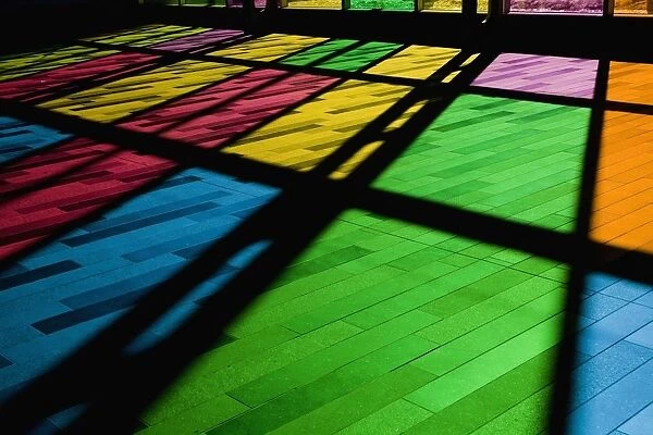 Colorful Windows; Reflection Of Stained Glass Window On The Floor