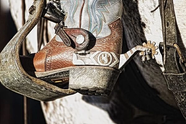 Cowboy Boot Heel And Spur In Saddle Stirrup