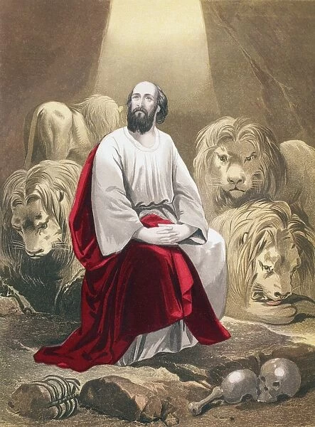 Daniel In The Lions Den From The Holy Bible Published By William Collins, Sons, & Company In 1869. Chromolithograph By J. M. Kronheim & Co