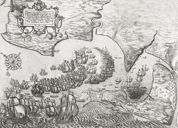 Defeat of the Spanish fleet and the fall of Cadiz, on July 1, 1596 by an Anglo-Dutch fleet during the Anglo-Spanish War