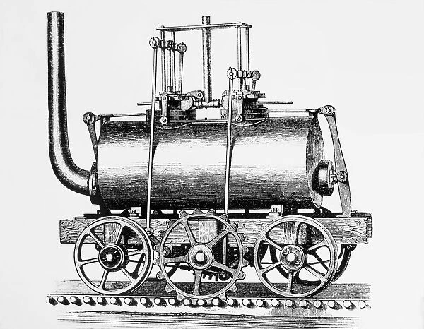 Drawing Of Blenkinsops Leeds Engine From Magic Lantern Slide Circa 1900