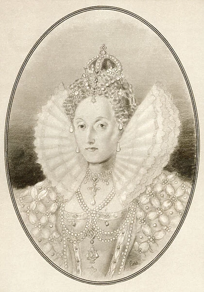 Elizabeth I, also known as The Virgin Queen, Gloriana or Good Queen Bess, 1533 - 1603. Queen of England and Ireland. Illustration by Gordon Ross, American artist and illustrator (1873-1946), from Living Biographies of Famous Rulers