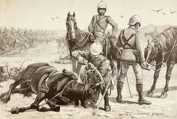 English Cavalry Watering Their Horses During The Mahdist War, Sudan In The 1880S. From A 19Th Century Illustration