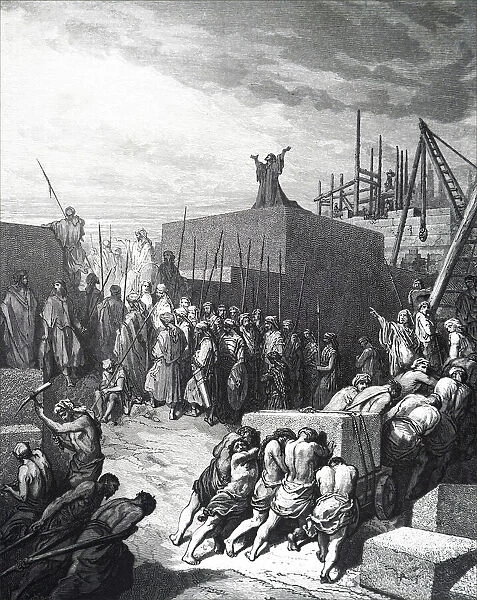 Engraving depicting Solomons rebuilding of the Temple