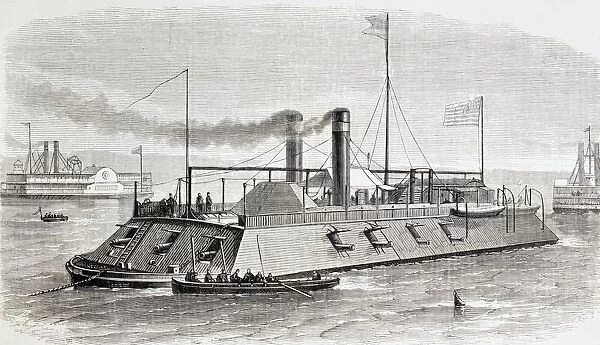 Federal Gunboat Used During The Naval Battle Of Memphis, Tennessee, June 6 1862. From El Museo Universal, Published Madrid 1862