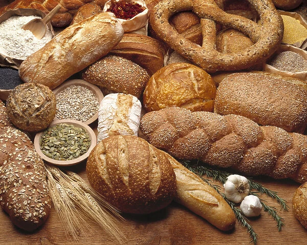 Food - Various Types Of Breads And Some Of Their Ingredients