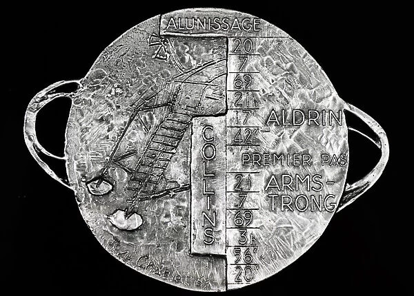 French medal struck to commemorate the first human steps taken on the moon