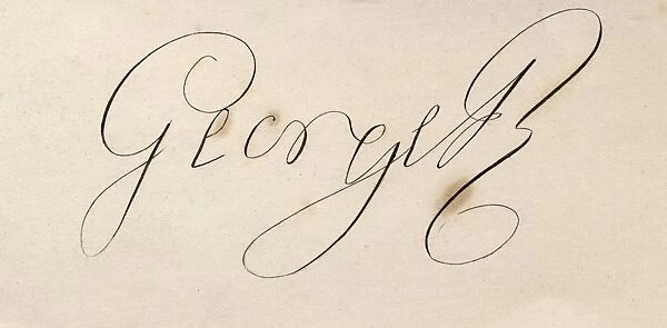 George Iii, 1738-1820. Signature. George William Frederick. King Of Great Britain And Ireland, And King Of Hanover 1815-1820. From The Book 'National Portrait Gallery Volume I'Published 1830