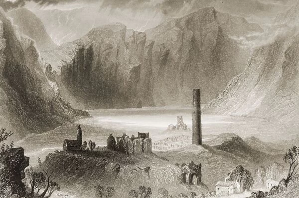 Glendalough, County Wicklow, Ireland. Drawn By W. H. Bartlett, Engraved By J. T Willmore. From 'The Scenery And Antiquities Of Ireland'By N. P. Willis And J. Stirling Coyne. Illustrated From Drawings By W. H. Bartlett. Published London C. 1841