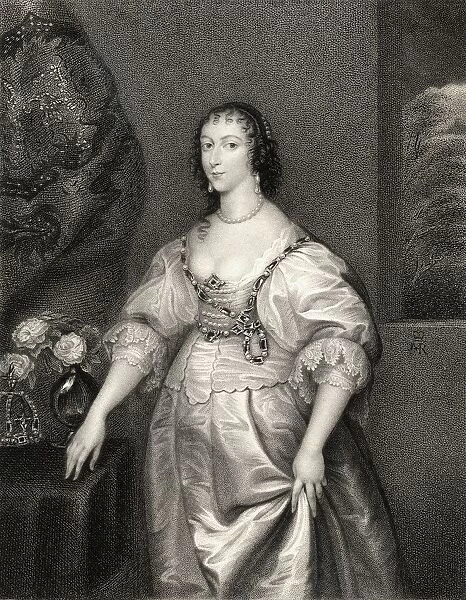 Henrietta Maria 1609-1669. Daughter Of Henry Iv Of France And Queen Of Charles I. From The Book 'Lodges British Portraits'Published London 1823