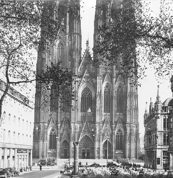 Historic image of Cologne (Koln) Cathedral in Germany circa 1920; Cologne, North Rhine-Westphalia, Germany