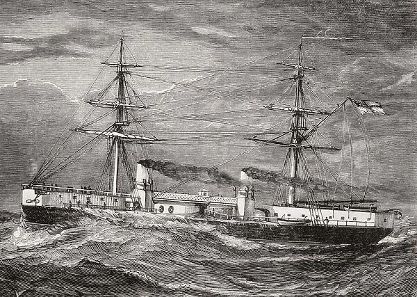 Hms Inflexible. Invincible Class Battlecruiser Of The British Royal Navy. From The Book Our Own Magazine Published 1885