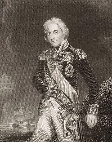 Horatio Nelson, Lord Nelson, Viscount Nelson, 1758-1805. British Naval Commander. Engraved By J. Rogers, Painted By Hoppner. From Englands Battles By Sea And Land By Lieut Col Williams, The London Printing And Publishing Company Circa 1890S