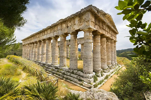 Imposing view of the Doric temple of Segesta in the Province of Trapani in Sicily, Italy