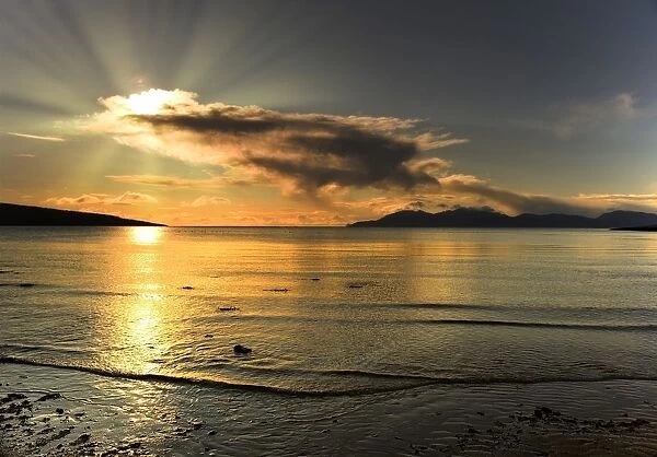 Isle Of Arran, Argyll And Bute, Kilbride Bay, Scotland; Sunset Over Beach