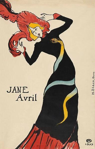 Jane Avril poster by Henri de Toulouse-Lautrec. Henri de Toulouse-Lautrec, French artist, 1864-1901. French Can-can dancer Jane Avril, 1868-1943