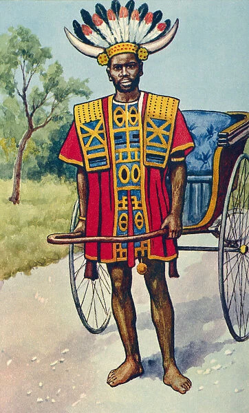 A jinricksha or rickshaw boy from Africa. From a contemporary print, c. 1935
