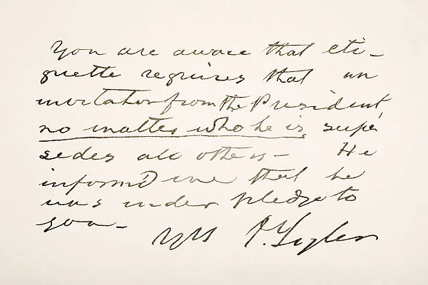 John Tyler 1790 - 1862. 10Th President Of The United States Of America. Hand Writing Sample