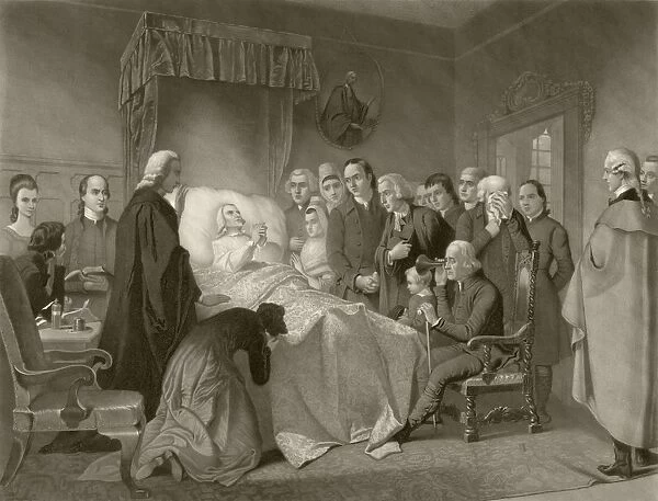 John Wesley, 1703 To 1791, On His Death Bed. Wesley, An English Cleric, Founded Methodism. After A 19Th Century Work Engraved By John Sartain