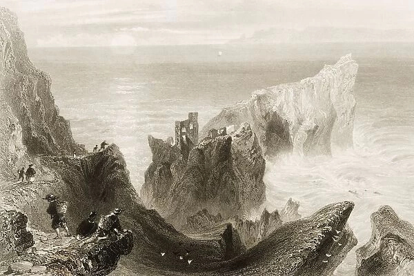 Kenbane Castle, County Antrim, Ireland. Drawn By W. H. Bartlett, Engraved By C. Richardson. From 'The Scenery And Antiquities Of Ireland'By N. P. Willis And J. Stirling Coyne. Illustrated From Drawings By W. H. Bartlett. Published London C. 1841