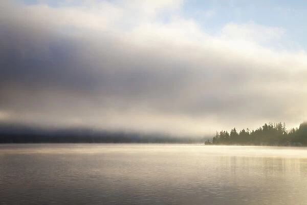 Low Cloud And Mist On Lake Whatcom At Sunrise; Bellingham, Washington, United States Of America