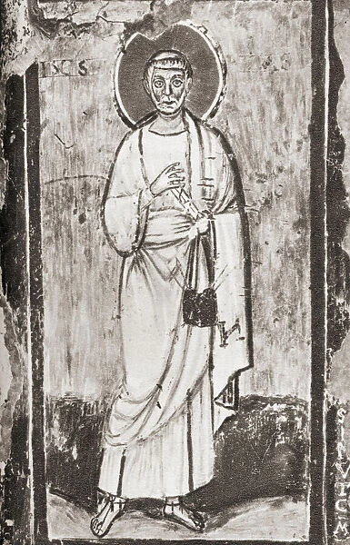Luke the Evangelist, after an image in the Catacombs of Commodilla, Rome, Italy