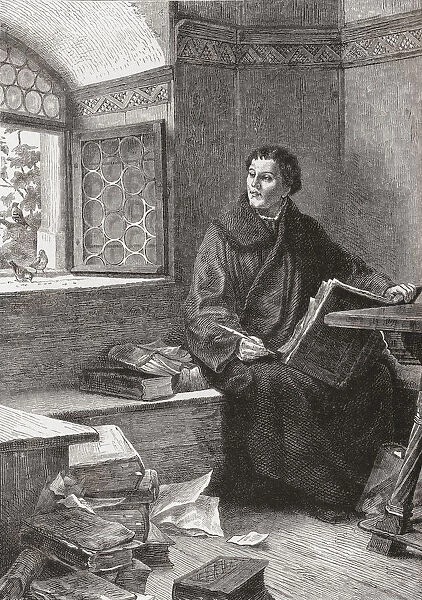 Martin Luther Translating The Bible At Wartburg Castle, Germany In 1521. Martin Luther, 1483