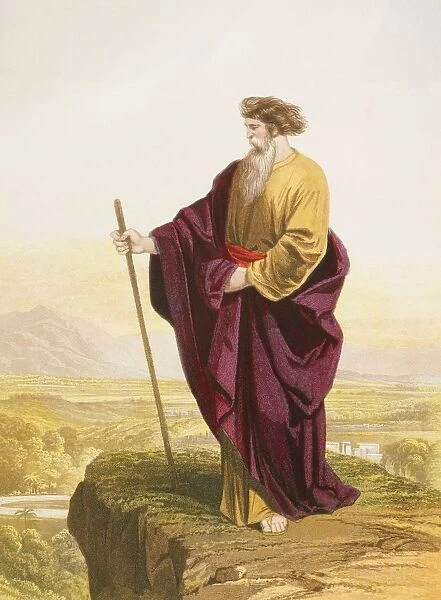 Moses Viewing The Promised Land At The End Of The Exodus. From The Holy Bible Published By William Collins, Sons, & Company In 1869. Chromolithograph By J. M. Kronheim & Co