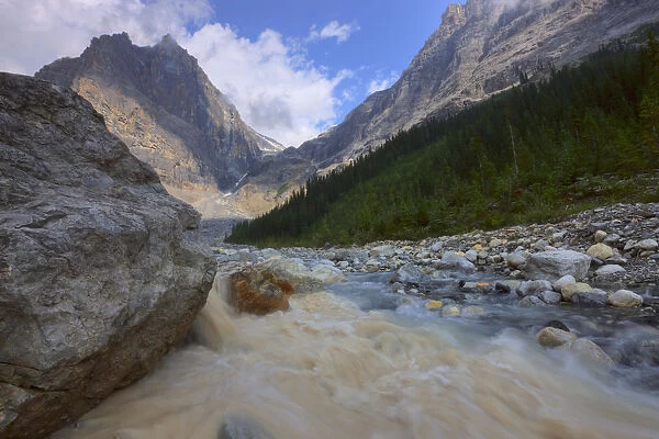 Muddy Runoff In The Emerald Basin With The President Range Mountains In The Background, Yoho National Park, British Columbia