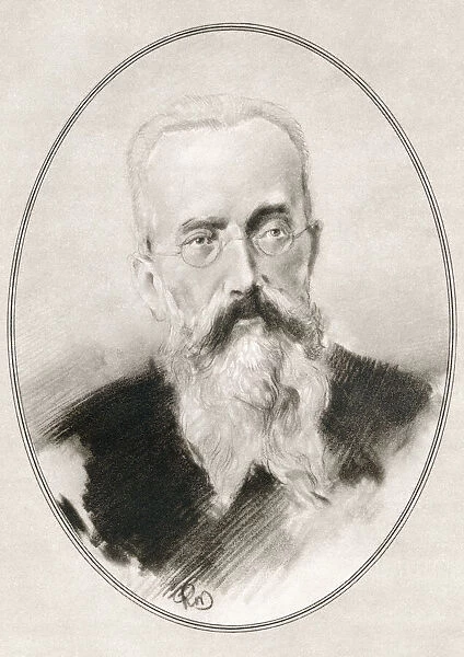Nikolai Andreyevich Rimsky-Korsakov, 1844 - 1908. Russian composer, and a member of the group of composers known as The Five. Illustration by Gordon Ross, American artist and illustrator (1873-1946), from Living Biographies of Great Composers