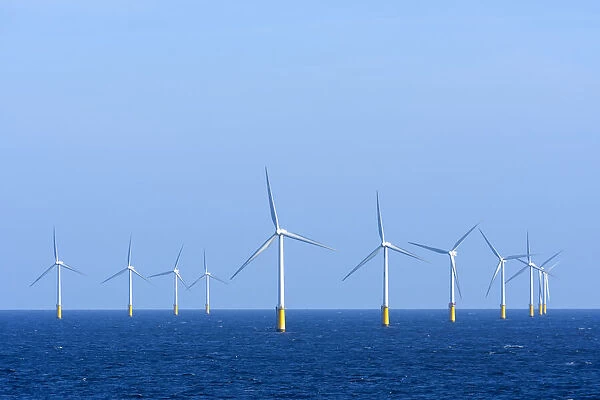 Offshore wind farm in the North Sea at IJmuiden, Netherlands