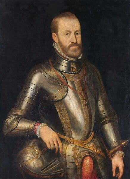Philip II, 1527-1598. King of Spain. Felipe II. After a painting in the manner of Anthonis Mor on display in the Rijksmuseum, Amsterdam, Netherlands