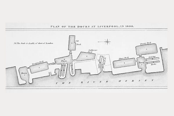 Plan Of Liverpool Docks As They Were In 1808. From The Cyclopaedia Or Universal Dictionary Of Arts, Sciences And Literature By Abraham Rees, Published London 1820