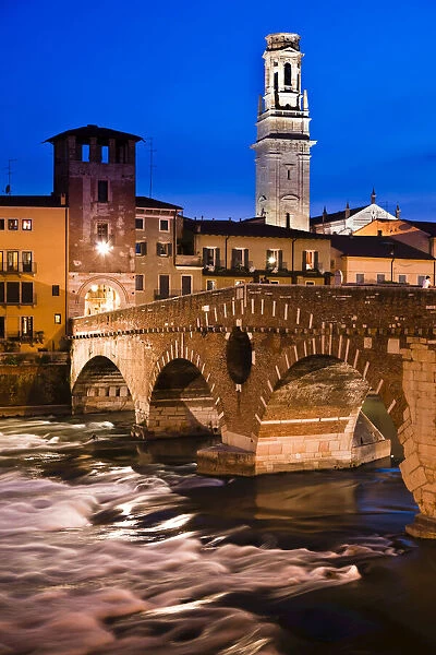 Ponte Pietra over Adige River, Verona, Veneto, Italy
