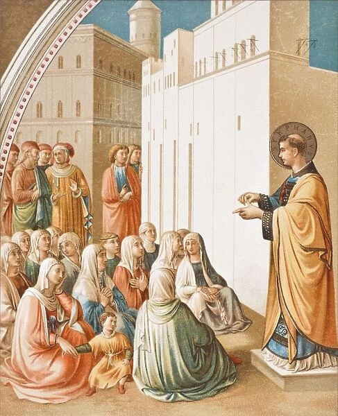 The Preaching Of St. Stephen. After The Fresco Painting By Fra Angelico. From Science And Literature In The Middle Ages By Paul Lacroix Published London 1878