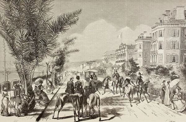 Promenade Des Anglais Or Promenade Of The English At Nice, France In The 1880 s. From La Ilustracion EspaAnola Y Americana Of 1881