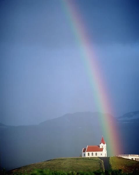 Rainbow Over Church And Snaefellsness