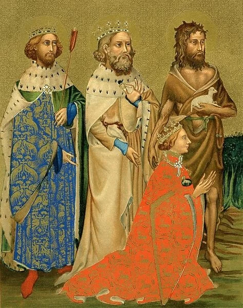 Richard Ii And His Patron Saints. Richard Ii, 1367 To 1400. King Of England. From The Book Short History Of The English People By J. R. Green, Published London 1893