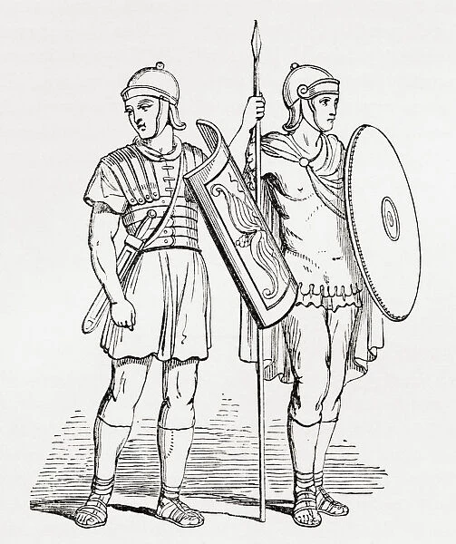 Roman Infantry Soldiers, After Figures On Trajans Column. From The Imperial Bible Dictionary, Published 1889