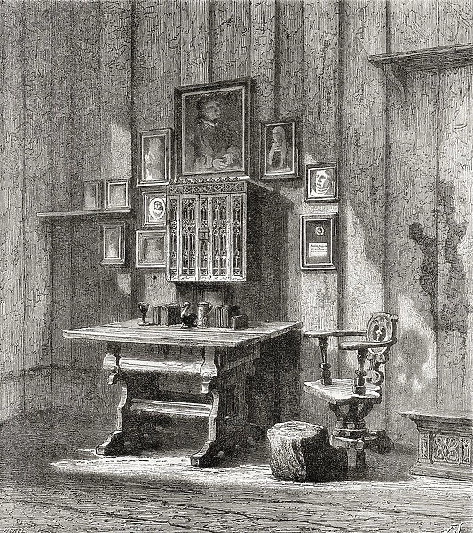 The Room In Wartburg Castle At Eisenach, Thuringia, Germany Where Martin Luther Translated The New Testament Into German, As It Was In The 19Th Century. From El Mundo En La Mano, Published 1878