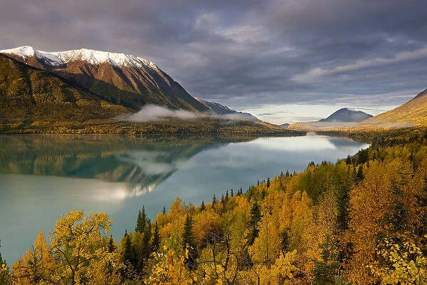 Scenic View During Autumn Of Kenai Lake Near Cooper Landing, Kenai Peninsula, Alaska