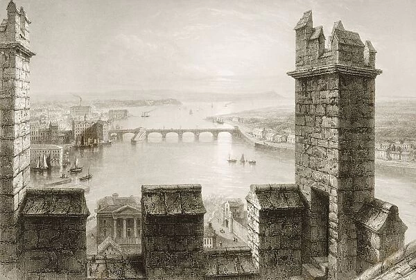 The Shannon From The Tower Of Limerick Cathedral, Ireland. Drawn By W. H. Bartlett, Engraved By T. Higham. From 'The Scenery And Antiquities Of Ireland'By N. P. Willis And J. Stirling Coyne. Illustrated From Drawings By W. H. Bartlett. Published London C. 1841
