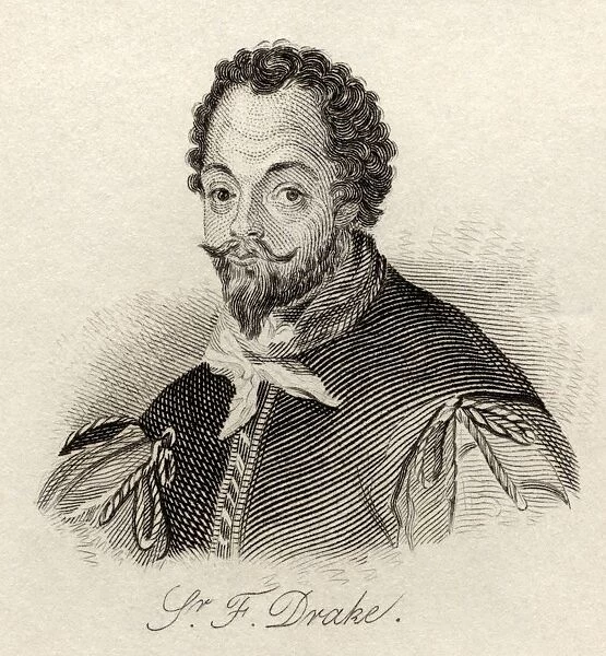 Sir Francis Drake C. 1540 3-1596. Vice Admiral. English Privateer, Navigator, Slaver, And Politician Of The Elizabethan Era. From The Book Crabbs Historical Dictionary Published 1825