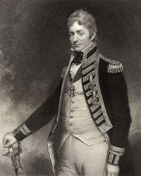 Sir Thomas Troubridge 1St Baronet C1758 To 1807 English Admiral Engraved By W Holl After Sir W Beechey From The Book National Portrait Gallery Volume Iv Published C 1835