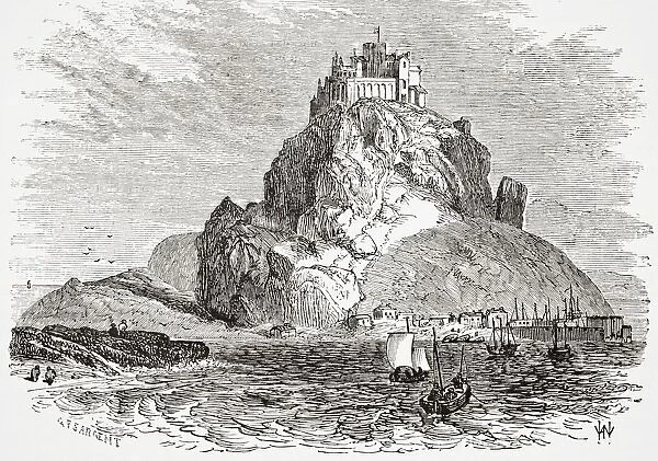 St Michaels Mount Cornwall England From A Sketch By G F Sargent From The Gallery Of Geography Published London Circa 1872