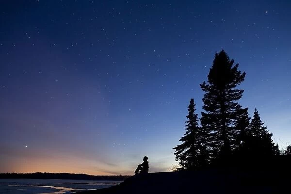 Star Gazing At Mackenzie Point Conservation Area Over Lake Superior; Mackenzie Point, Ontario, Canada